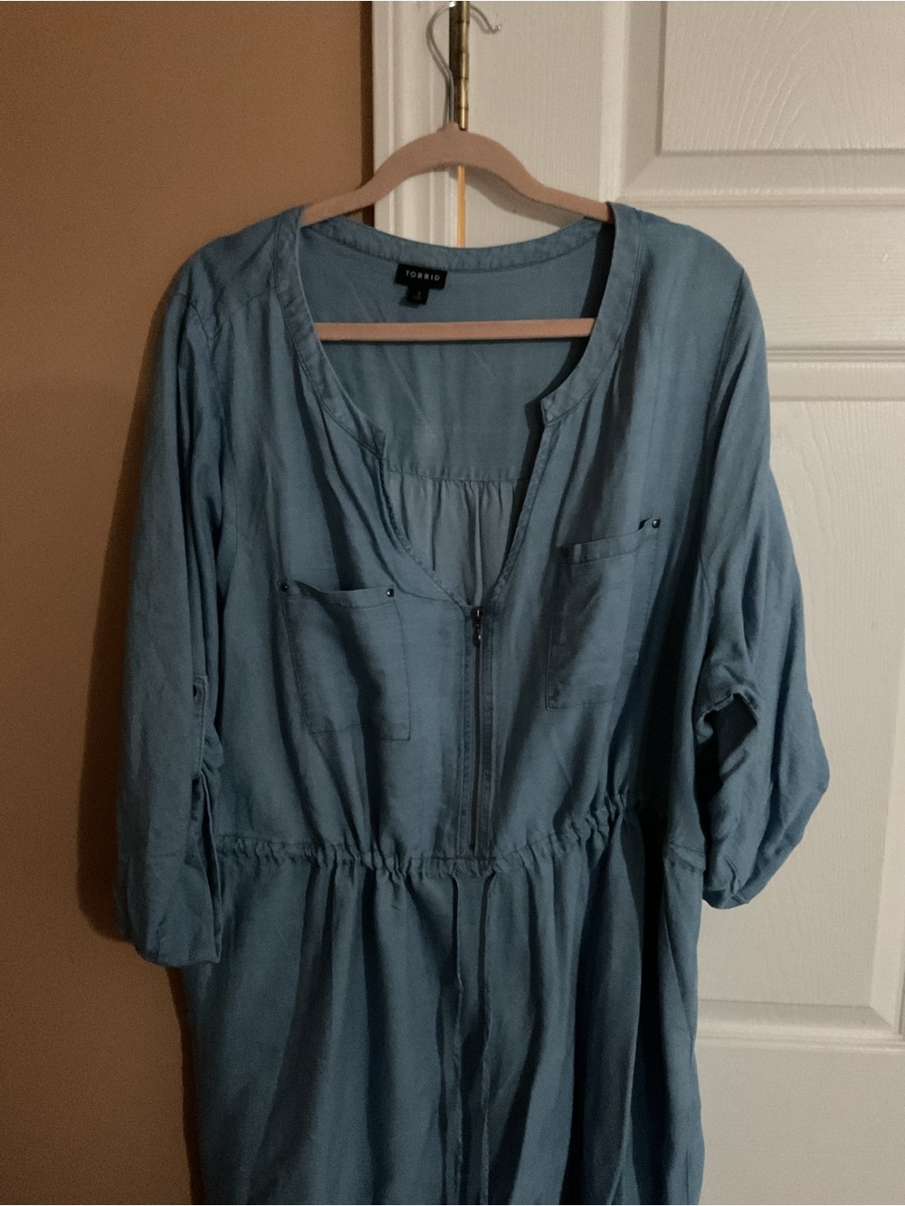 NWOT Torrid Light Denim Blue Zip-Front Dress Size 3